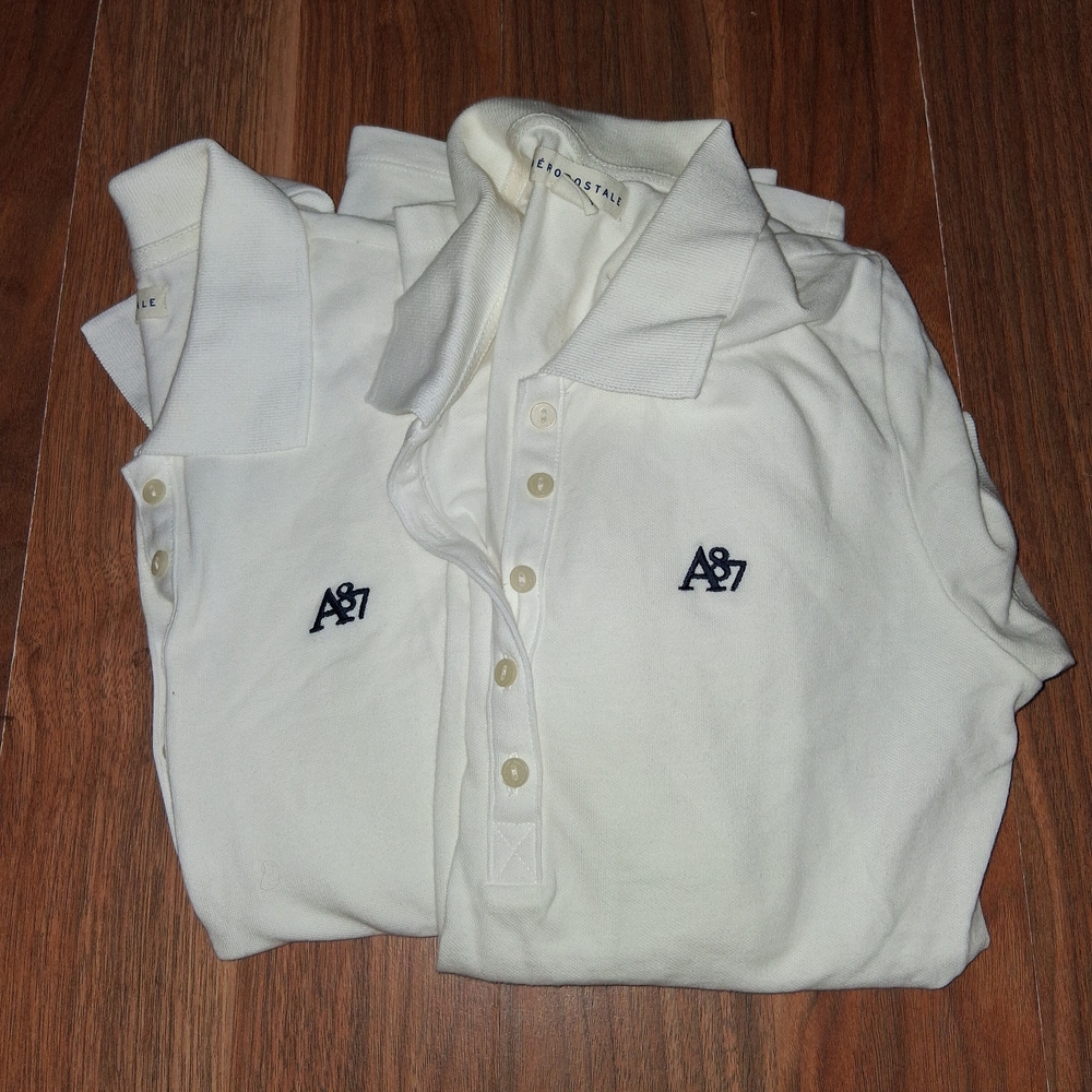 Aeropostale Cream Polo Shirt with Embroidered Logo